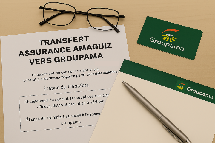 Transfert assurance Amaguiz vers Groupama avec documents explicatifs